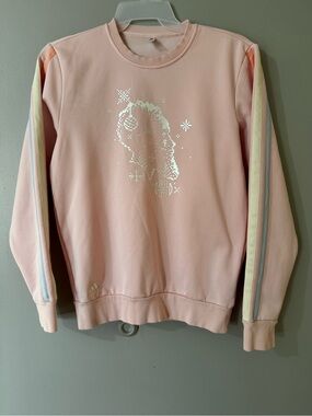 adidas Pastel Pink Crewneck Sweatshirt with Striped Sleeves